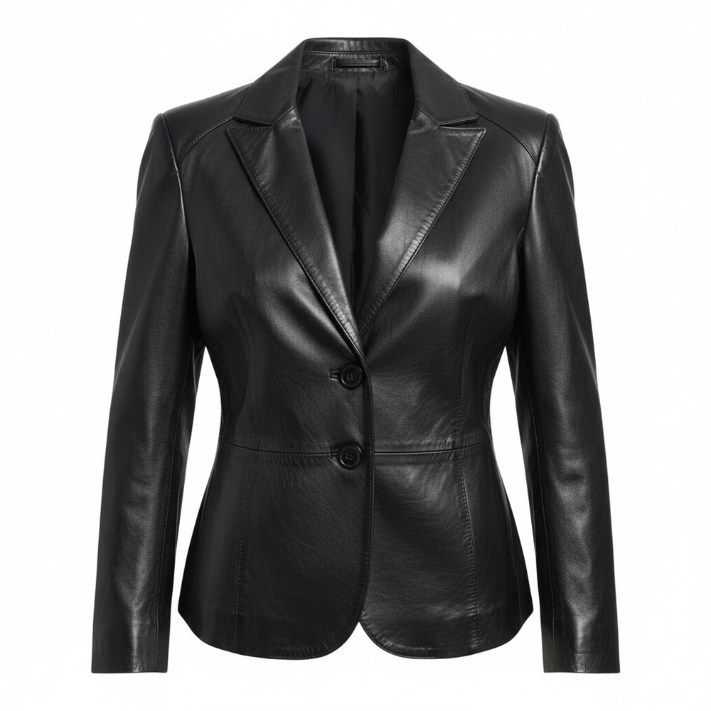 east5th Women Black Genuine Leather Blazer Jacket Nappa Leather Office Medium